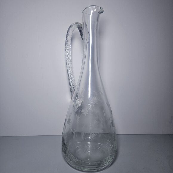 ELEGANT Vintage 17" wine DECANTER Etched glass with Stopper - Picture 2 of 6